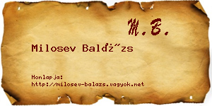 Milosev Balázs névjegykártya